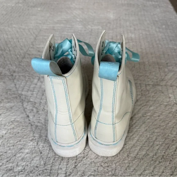 Dr. Martens White and Blue Combat Boots - Picture 4 of 7